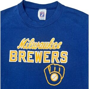 Vintage Milwaukee Brewers Shirt Boy Kids‎ Medium 10-12 Blue MLB Baseball Logo 7